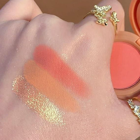 Palette 3-en-1 Blush + Illuminateur avec Mini Boîtier Compact Idéal Voyage
