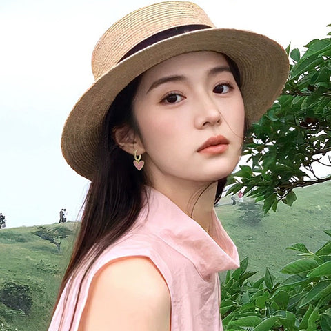 Boucles d'oreilles Cœur d'amour Pêche douce Clip d'oreille Cœur