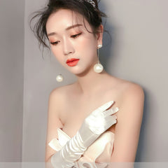 Bridal Ball Gloves Long Satin Wedding Dress Hepburn Gloves