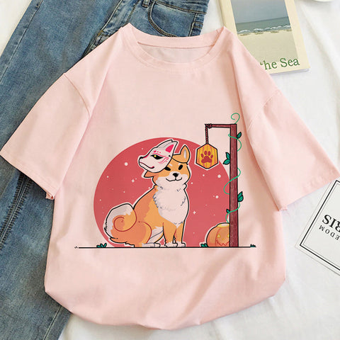 T-shirt femme à motif dessin animé chat kawaii