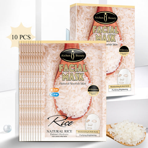 Masque de Riz Visage Rides Fines Hydratant Dessalement Éclaircissant Peau Masque de Riz Produits de Soin pour la Peau