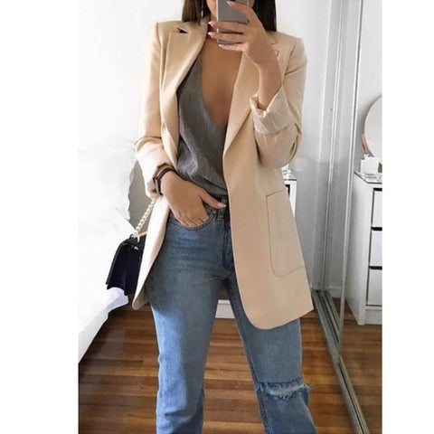 Blazer cardigan fin à revers élégant
