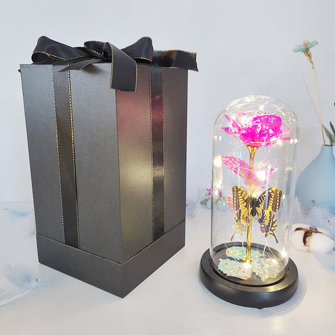 Valentine's Day Gift Eternal Rose LED Light Foil Flower In Glass Cover Mothers Day Wedding Favors Bridesmaid Gift - Fashionner