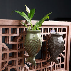 Hanging Ceramic Half Wall Decoration Flower Pot Creative Hydroponics Green Radish
