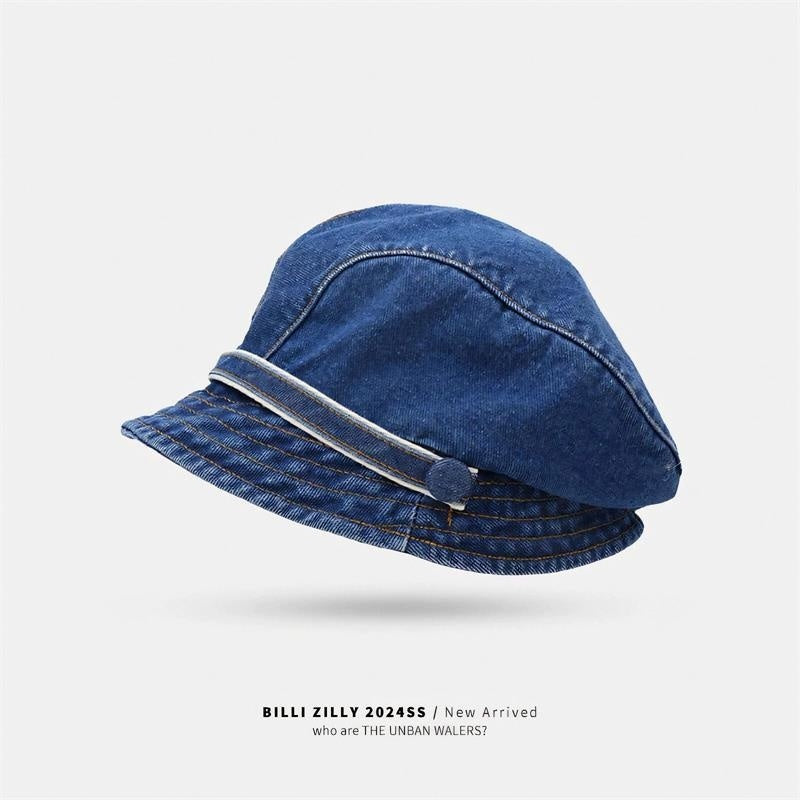 Chapeau de pêcheur en jean pour femme, bob béret à bord court