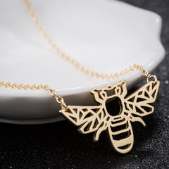 Personalized hollow bee necklace