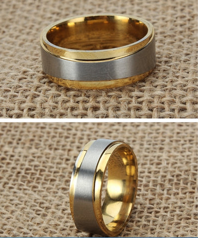Bague en acier au titane tendance, avec diamant, pour couple