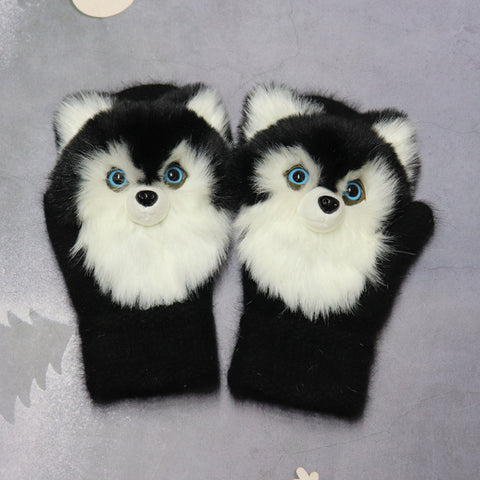 Gants d'hiver en peluche animaux pour femmes