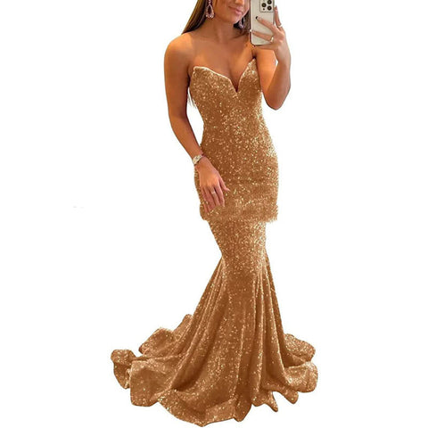 Sequin Evening Dresses For Women Formal  Long Prom Party Gowns - Fashionner