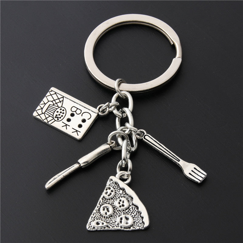Girl Heart Cake Mold Pizza Keychain Bag Charm