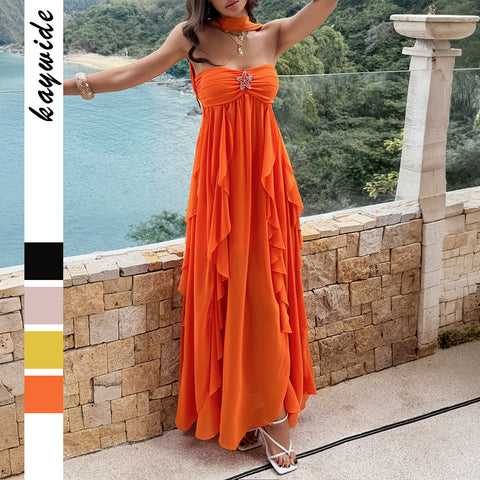 Buy Boho-Style Strapless Tiered Ruffle Dress online at Fashionner.