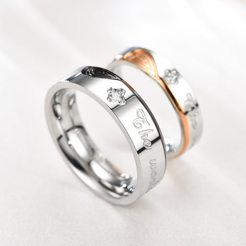 Bague de couple en acier inoxydable avec micro-incrustation de zircon
