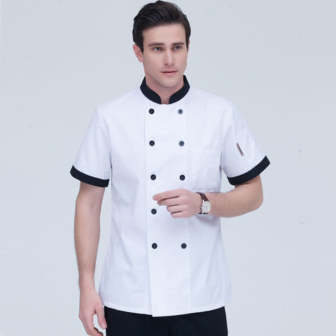 Pure White Double Breasted Chef's Work Clothes Long Sleeved Clothes