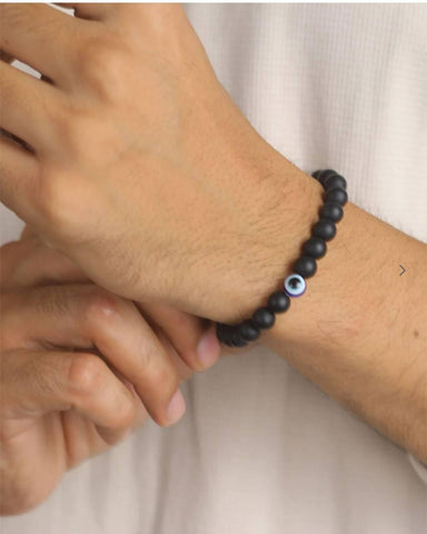 Bracelet de perles PD Enterprise œil de bœuf noir unisexe