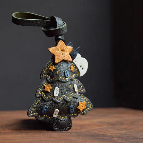 Étui à clés de voiture fait main Père Noël en peau de mouton Cadeau de Noël