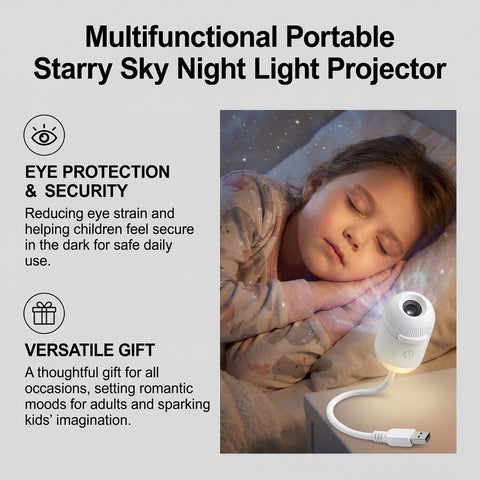 Veilleuse de projection - Lampe ciel étoilé alimentée par USB pour chambre d'enfant, éclairage d'ambiance