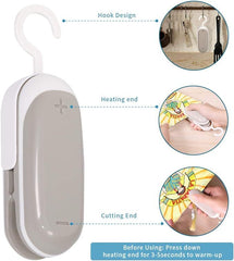 2PACK Mini Bag Sealer, Portable Heat Vacuum Sealers Plastic Sealer, 2 In 1 Heat Seal And Cutter Mini Food Sealer For Plastic Bags Food Storage