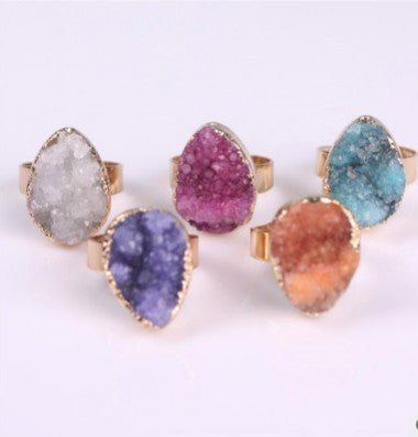 Bagues Femme Agate Pierre Naturelle Cristal Bourgeon Bagues Vintage Rose