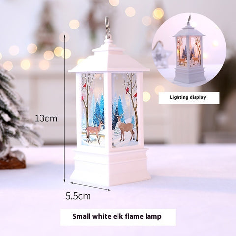 Lampe à Huile Portable de Noël Père Noël Lumières LED de Nuit Alimentées par Piles Lanternes Suspendues Intérieures Extérieures Décoration de Fête Festive