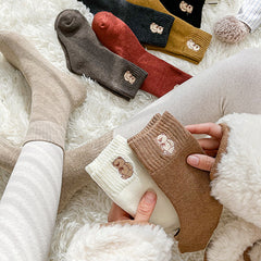 Women's Fashion Terry Padded Warm Solid Colour Socks - Fashionner