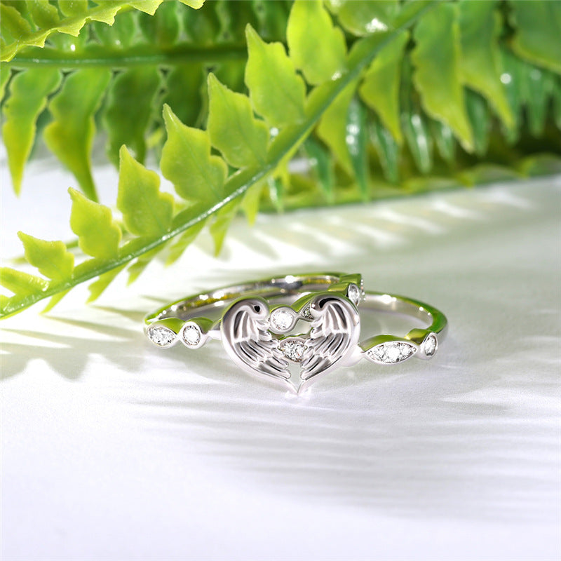 Angel Wings Diamond Couple Ring