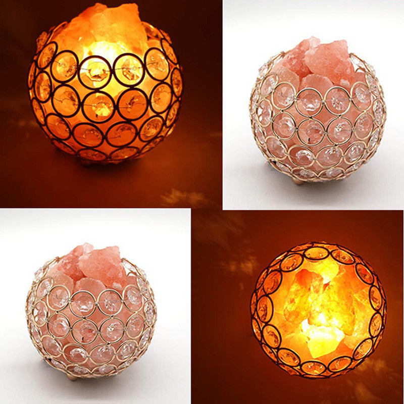 Crystal wrought iron ball salt lamp
