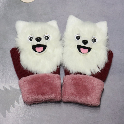 Gants d'hiver en peluche animaux pour femmes