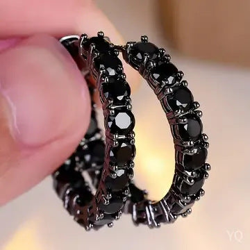 Buy Versatile Dark-Style Black Fully Diamond-Studded Earrings online at Fashionner.