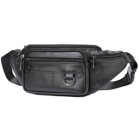 Sheepskin men's bag, sheepskin mobile phone waist bag, genuine leather crossbody bag, multifunctional sports