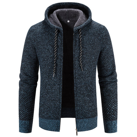 Manteau d'hiver avec fermeture éclair, couleur unie, manches longues, cordon de serrage avec capuche, pour rester au chaud, décontracté, épais, en peluche, pour un usage quotidien.