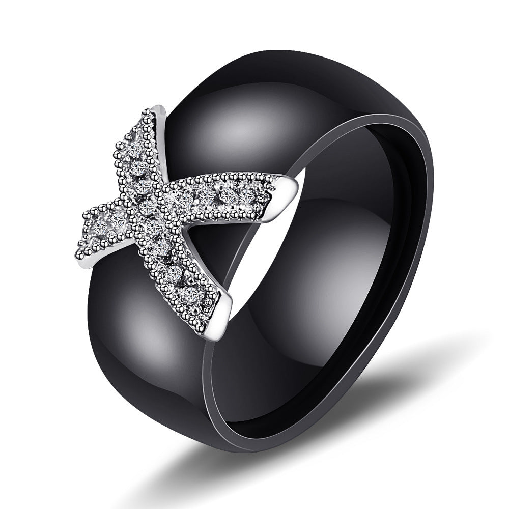 Couple Couple Rings Black And White Ceramic X Ring
