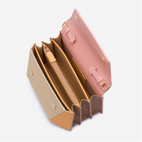 Sac à main femme forme géométrique couleur contrastée épissure Sac carré Sac à bandoulière