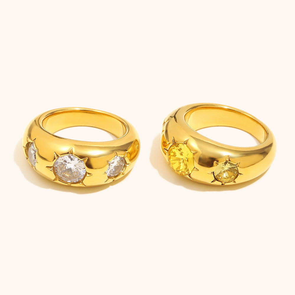 Buy Womens Stainless Steel Ring In Gold-Champagne Color online at Fashionner.