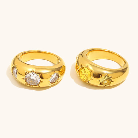 Buy Womens Stainless Steel Ring In Gold-Champagne Color online at Fashionner.