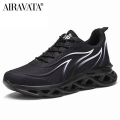 Men's Flame Printed Sneakers Flying Weave Sports Shoes Comfortable Running Shoes Outdoor Men Athletic Shoes - Fashionner