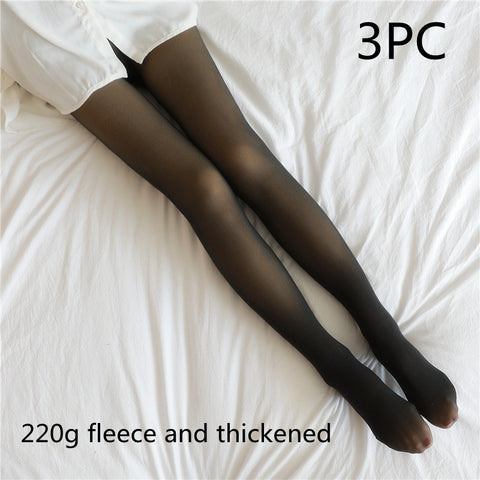 Fake Translucent Plus Size Leggings Fleece Lined Tights Fall And Winter Warm Fleece Pantyhose Women Fleece Lined Pantyhose Thermal Winter Tights - Fashionner