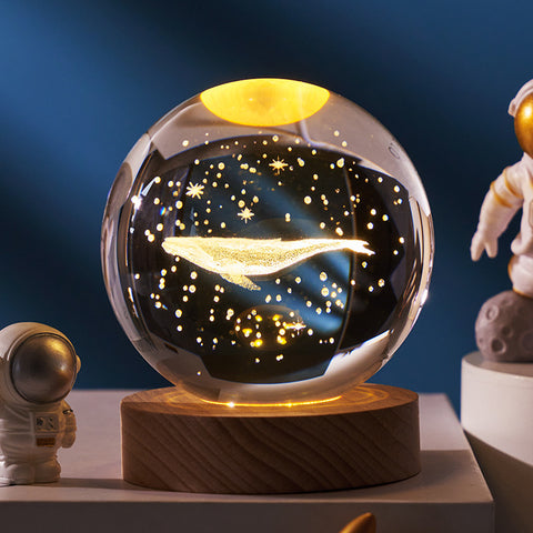 Ciel étoilé lumineux et planètes Lune Cristal de Lune Veilleuse Lampe de projection Lumière d'ambiance Cadeau créatif Nouveau cadeau insolite
