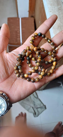Bracelet de guérison en œil de tigre jaune