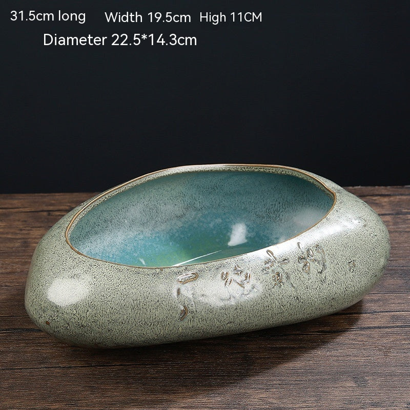 Non-porous Hydrocotyle Bowl Lotus Sleeping Lotus Lotus Flowerpot Cylinder Ceramic Stone Succulents Extra Large Hydroponic Vessel