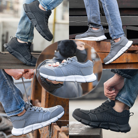 Men's Lightweight Breathable Sports Shoes Safety Shoes Safety Protection Anti-Smash And Anti-Stab Work Safety Shoes - Fashionner