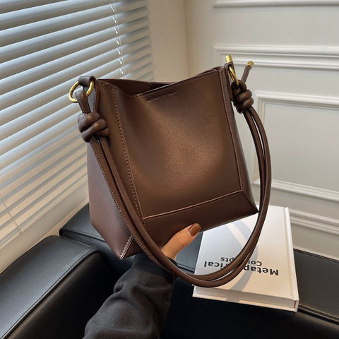 Sac à bandoulière simple grande capacité à la mode, sac seau texturé rétro, sac pour femme