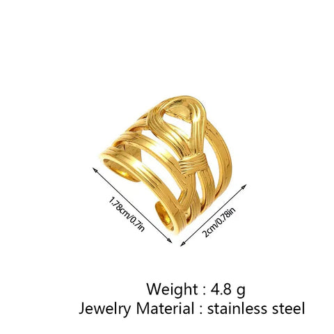 Buy Adjustable Size Ring With Stainless Steel Hollow Geometric Shape Opening online at Fashionner.
