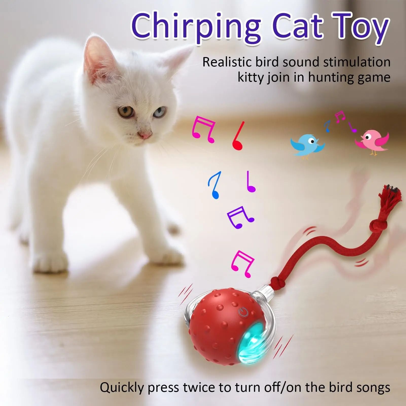 New Cat Rolling Ball Bird Chirping Interactive Cats Pets Toys Mot Pet Products - Fashionner