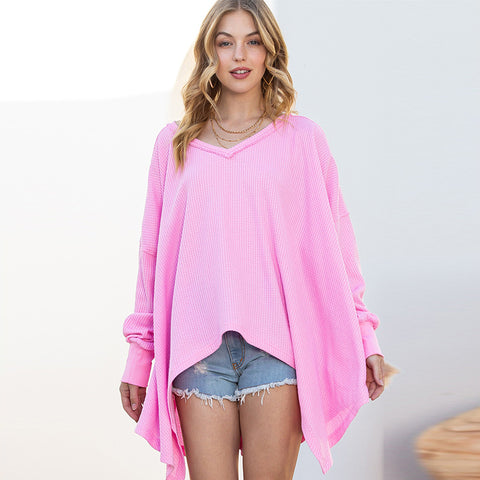 Solid Color Exposed European And American Loose Long-sleeved Sweater - Fashionner
