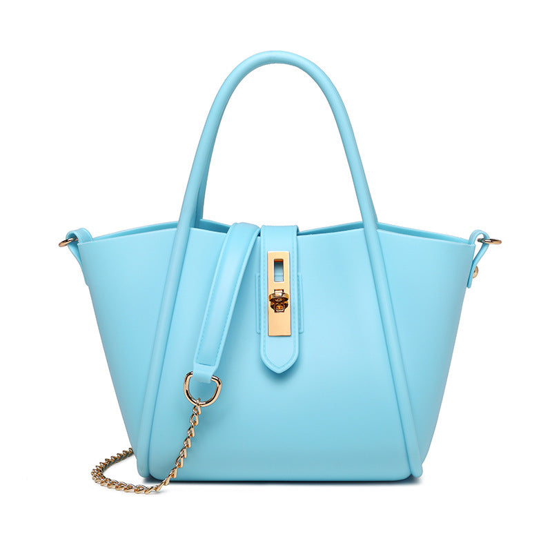 Portable Women's Leather Fashion Vegetable Basket Shoulder Messenger Bag - Fashionner