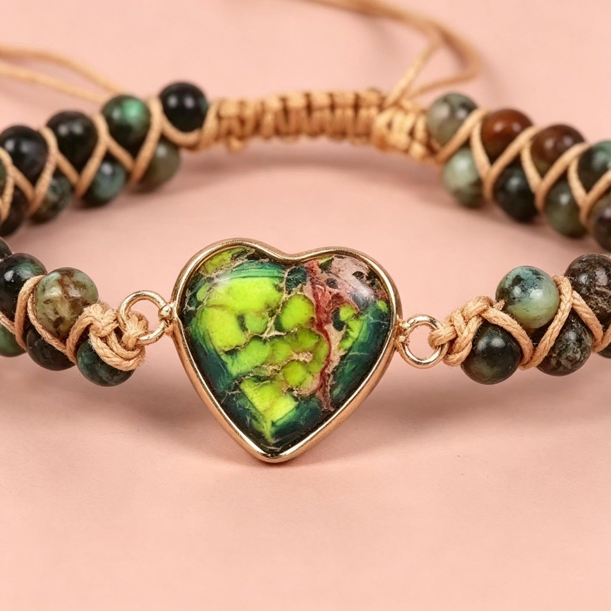 Buy Heart-Shaped Pendant Bracelet, Double-Layer Beaded Woven Bracelet, Friendship And Couple Bracelet online at Fashionner.
