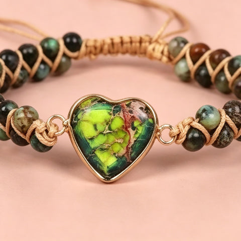 Buy Heart-Shaped Pendant Bracelet, Double-Layer Beaded Woven Bracelet, Friendship And Couple Bracelet online at Fashionner.