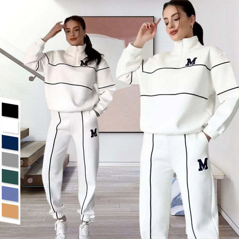 Ensembles survêtement femme 2 pièces – Pull sans capuche et pantalon de jogging ample tendance avec poches