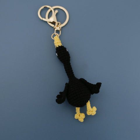 Pendentif cygne en laine tissée, porte-clés crocheté à la main, produit fini artisanal créatif