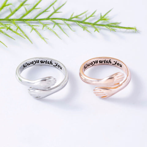 Bagues Étreintes Or Rose Argent "Toujours avec Toi" Pour Femmes Hommes